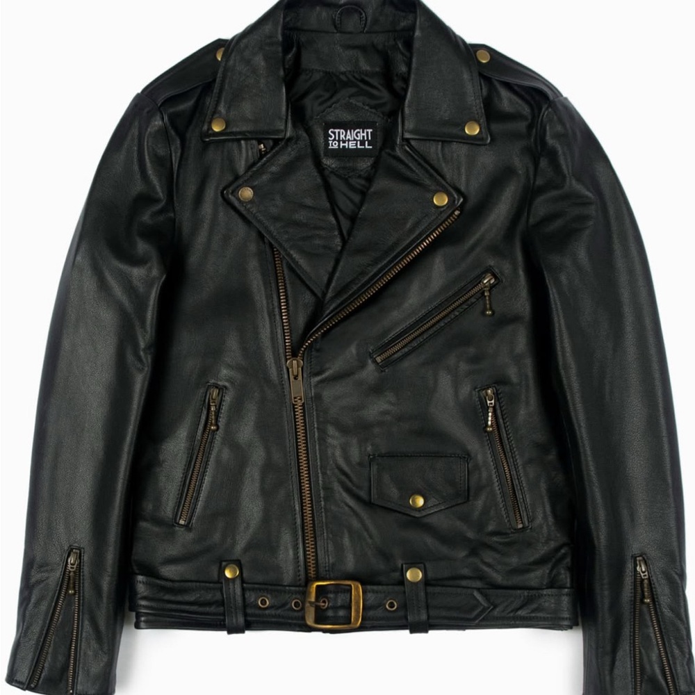 Straight to Hell Black Leather Jacket